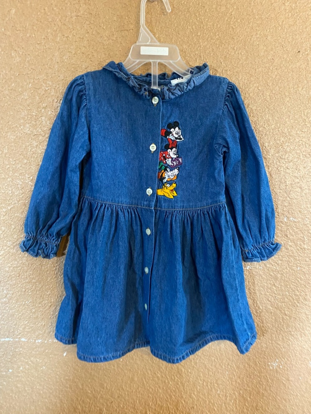VINTAGE 90s Disney Store Denim Dress - Mickey & Friends - Size 3T -